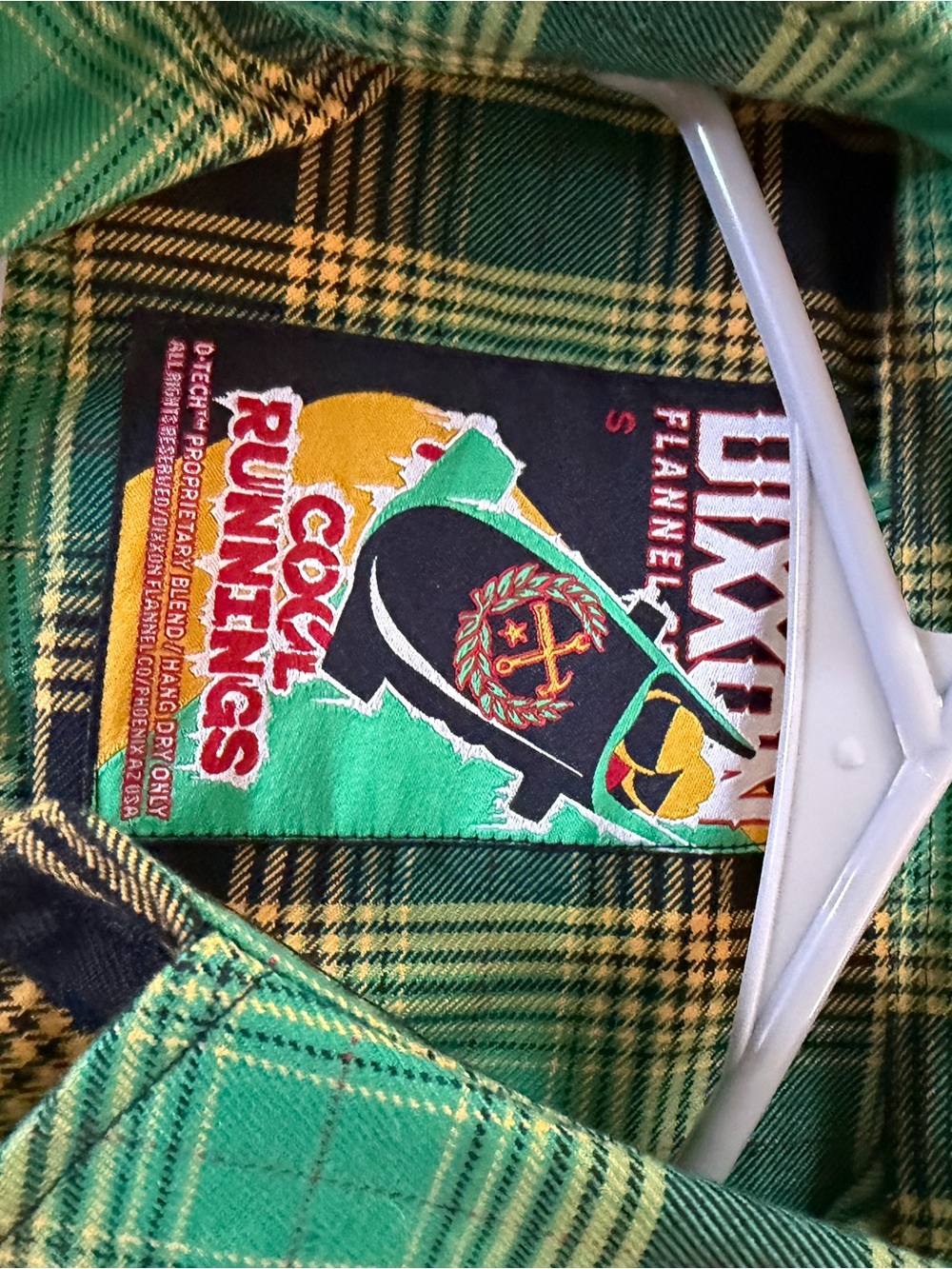 DIXXON Men's Limited Edition Cool Runnings Green and Yellow Plaid Flannel Shirt - Picture 5 of 8